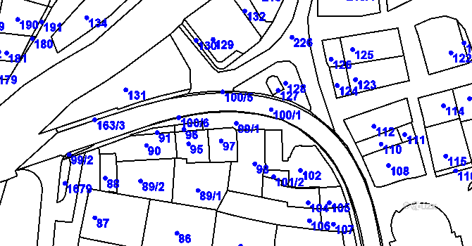 Parcela st. 99/1 v KÚ Nivnice, Katastrální mapa