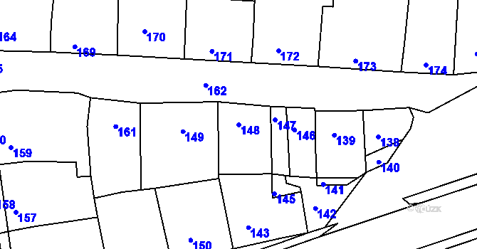 Parcela st. 148 v KÚ Nivnice, Katastrální mapa
