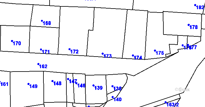 Parcela st. 173 v KÚ Nivnice, Katastrální mapa