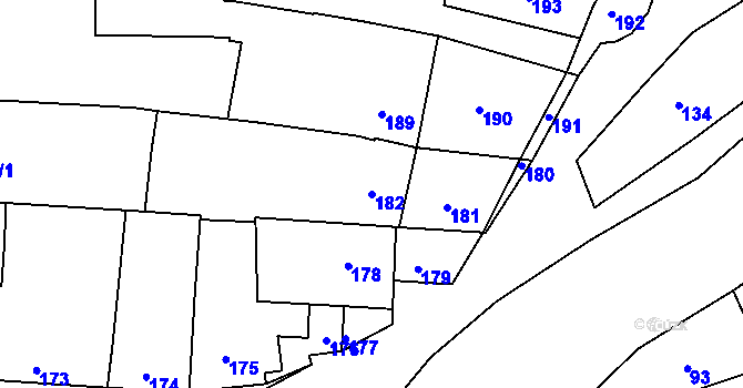 Parcela st. 182 v KÚ Nivnice, Katastrální mapa