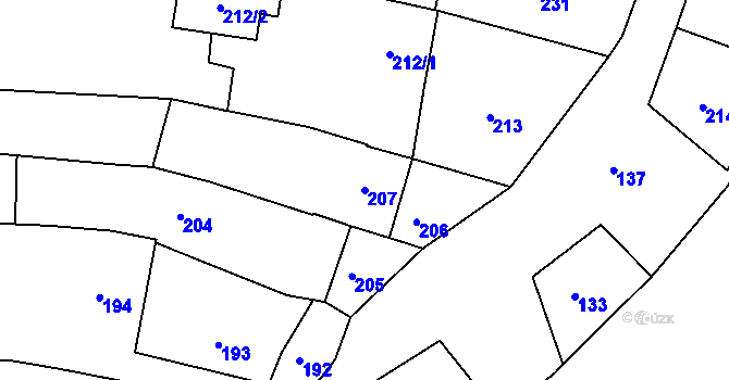 Parcela st. 207 v KÚ Nivnice, Katastrální mapa
