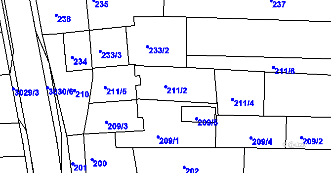 Parcela st. 211/2 v KÚ Nivnice, Katastrální mapa