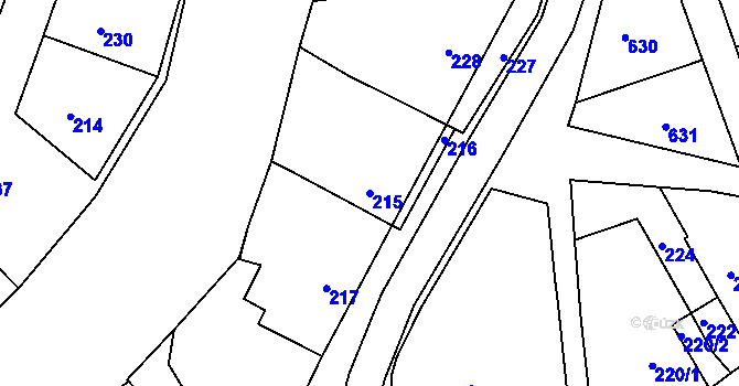 Parcela st. 215 v KÚ Nivnice, Katastrální mapa