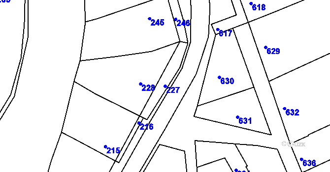 Parcela st. 227 v KÚ Nivnice, Katastrální mapa