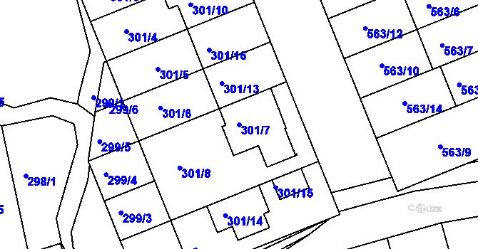 Parcela st. 301/7 v KÚ Nivnice, Katastrální mapa