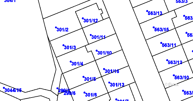 Parcela st. 301/10 v KÚ Nivnice, Katastrální mapa