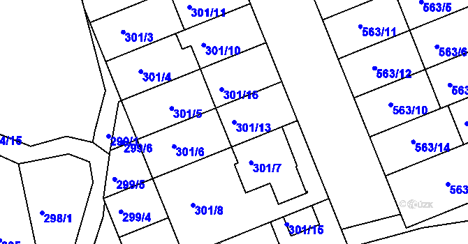 Parcela st. 301/13 v KÚ Nivnice, Katastrální mapa