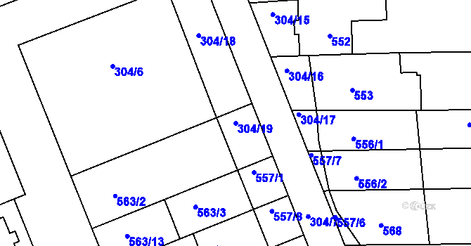 Parcela st. 304/19 v KÚ Nivnice, Katastrální mapa