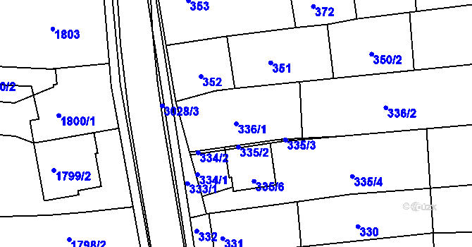 Parcela st. 336/1 v KÚ Nivnice, Katastrální mapa
