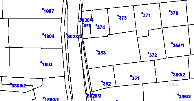 Parcela st. 353 v KÚ Nivnice, Katastrální mapa