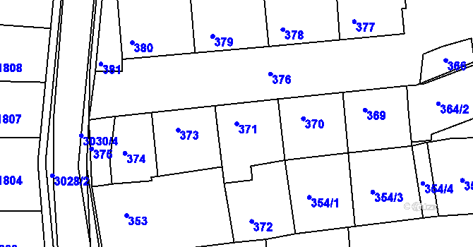 Parcela st. 371 v KÚ Nivnice, Katastrální mapa