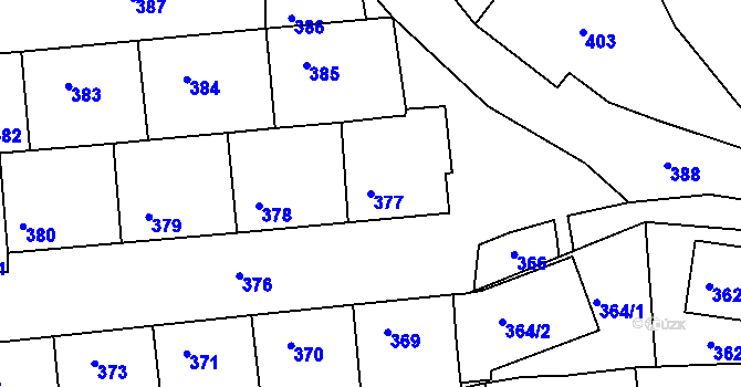 Parcela st. 377 v KÚ Nivnice, Katastrální mapa