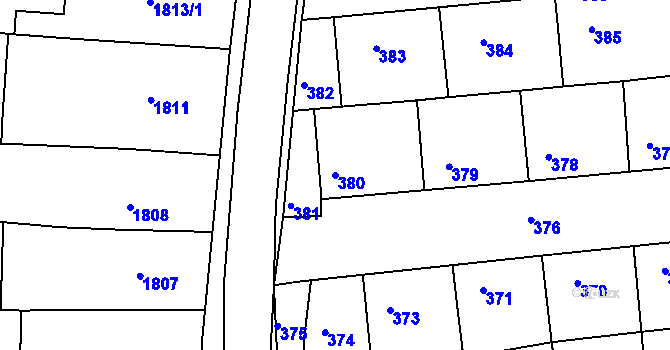 Parcela st. 380 v KÚ Nivnice, Katastrální mapa