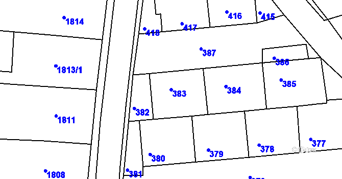 Parcela st. 383 v KÚ Nivnice, Katastrální mapa