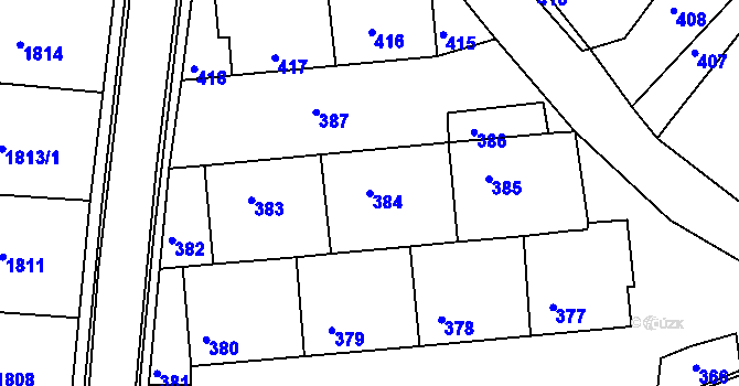 Parcela st. 384 v KÚ Nivnice, Katastrální mapa