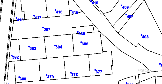 Parcela st. 385 v KÚ Nivnice, Katastrální mapa