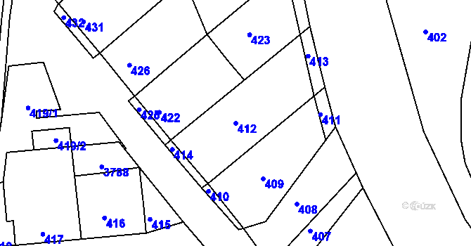 Parcela st. 412 v KÚ Nivnice, Katastrální mapa