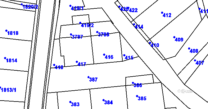 Parcela st. 416 v KÚ Nivnice, Katastrální mapa
