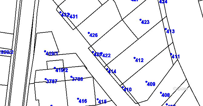 Parcela st. 422 v KÚ Nivnice, Katastrální mapa