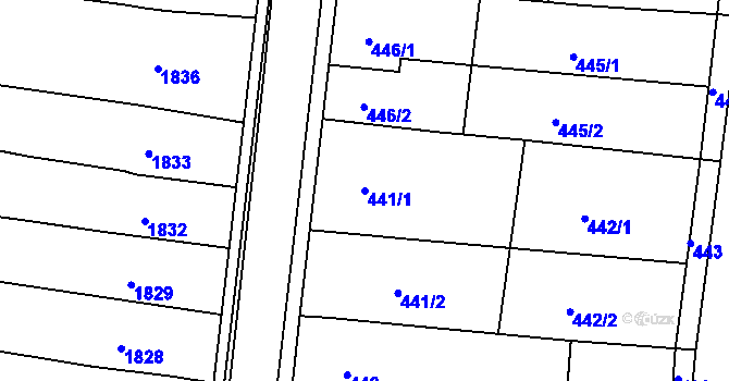 Parcela st. 441/1 v KÚ Nivnice, Katastrální mapa