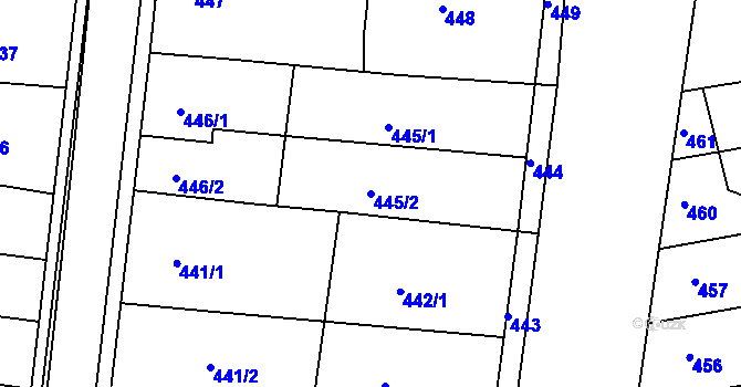 Parcela st. 445/2 v KÚ Nivnice, Katastrální mapa