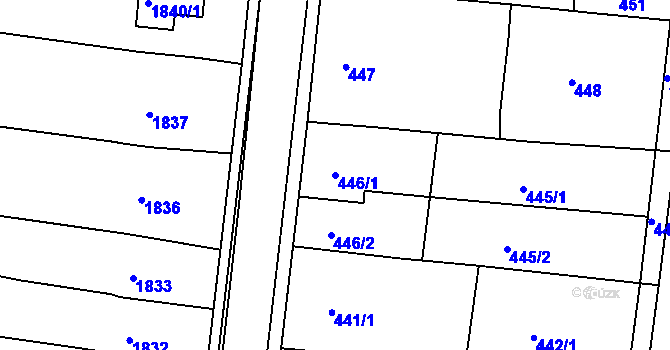 Parcela st. 446/1 v KÚ Nivnice, Katastrální mapa