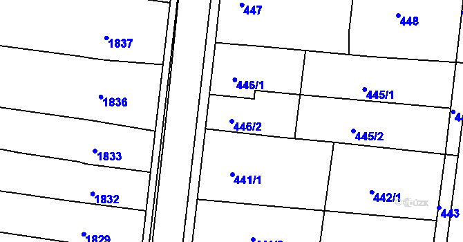 Parcela st. 446/2 v KÚ Nivnice, Katastrální mapa