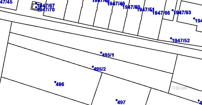 Parcela st. 495/1 v KÚ Nivnice, Katastrální mapa