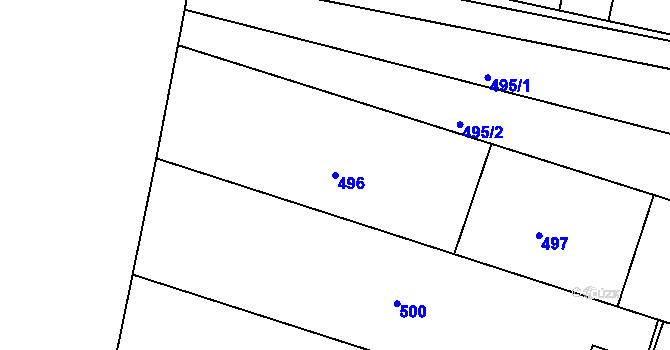 Parcela st. 496 v KÚ Nivnice, Katastrální mapa