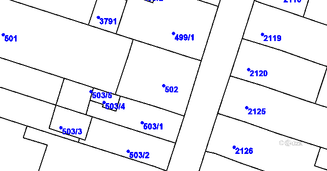 Parcela st. 502 v KÚ Nivnice, Katastrální mapa