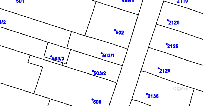 Parcela st. 503/1 v KÚ Nivnice, Katastrální mapa