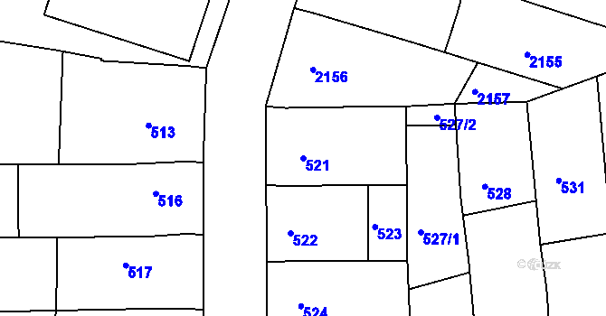 Parcela st. 521 v KÚ Nivnice, Katastrální mapa