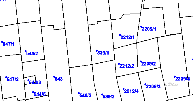 Parcela st. 539/1 v KÚ Nivnice, Katastrální mapa