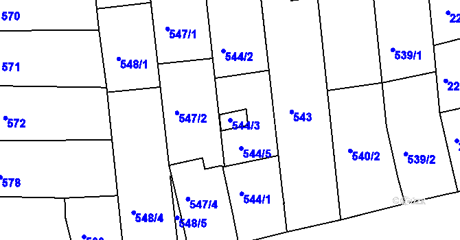 Parcela st. 544/3 v KÚ Nivnice, Katastrální mapa