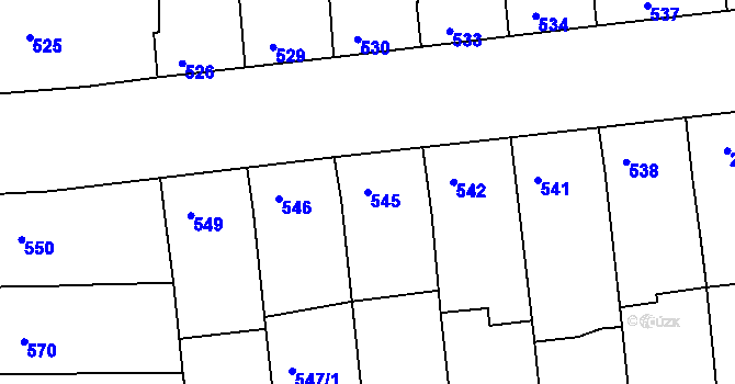 Parcela st. 545 v KÚ Nivnice, Katastrální mapa
