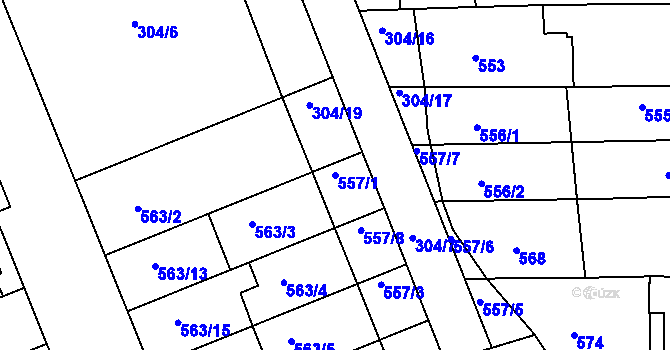 Parcela st. 557/1 v KÚ Nivnice, Katastrální mapa