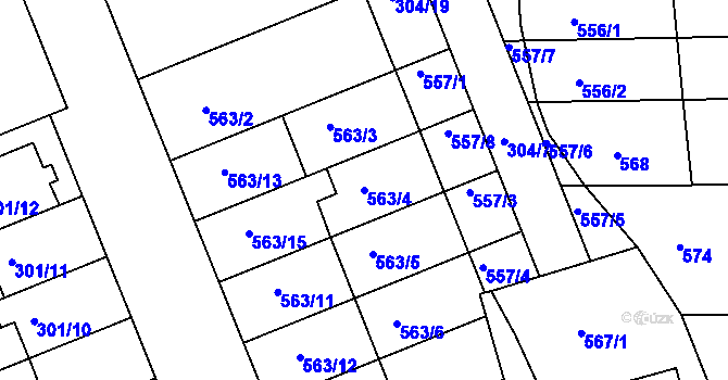 Parcela st. 563/4 v KÚ Nivnice, Katastrální mapa