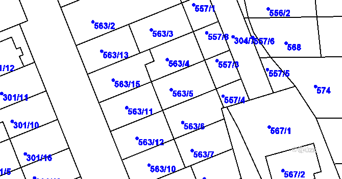 Parcela st. 563/5 v KÚ Nivnice, Katastrální mapa