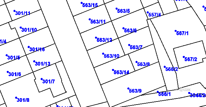 Parcela st. 563/10 v KÚ Nivnice, Katastrální mapa
