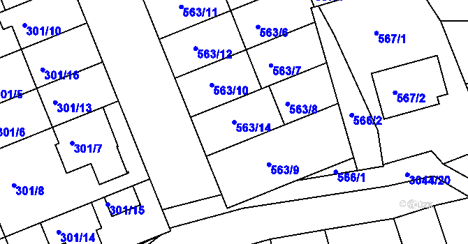 Parcela st. 563/14 v KÚ Nivnice, Katastrální mapa