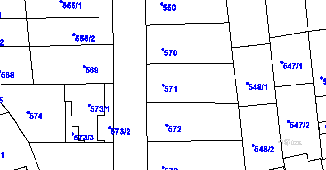Parcela st. 571 v KÚ Nivnice, Katastrální mapa
