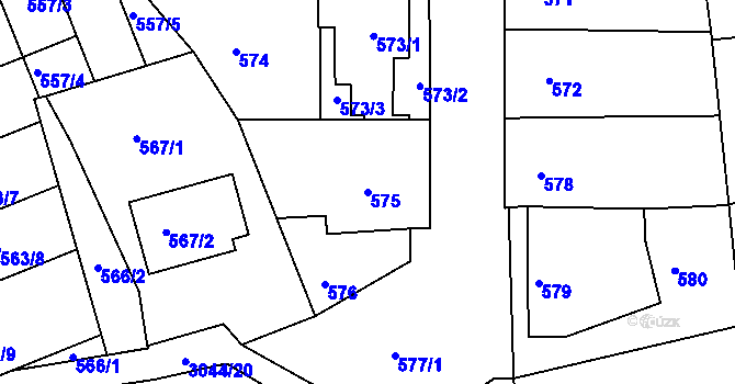 Parcela st. 575 v KÚ Nivnice, Katastrální mapa