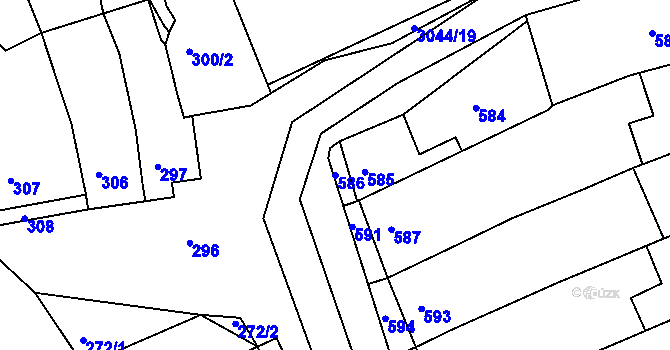 Parcela st. 586 v KÚ Nivnice, Katastrální mapa