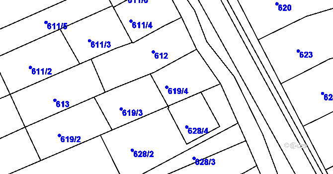 Parcela st. 619/4 v KÚ Nivnice, Katastrální mapa