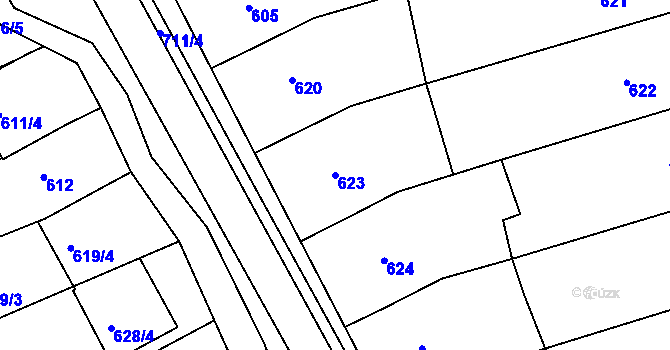 Parcela st. 623 v KÚ Nivnice, Katastrální mapa