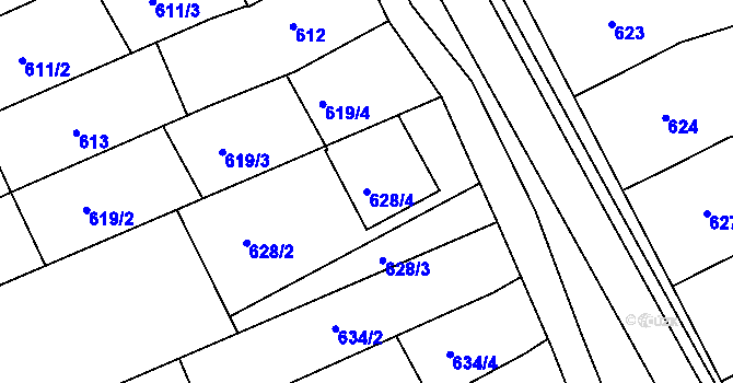 Parcela st. 628/4 v KÚ Nivnice, Katastrální mapa