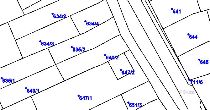 Parcela st. 640/2 v KÚ Nivnice, Katastrální mapa