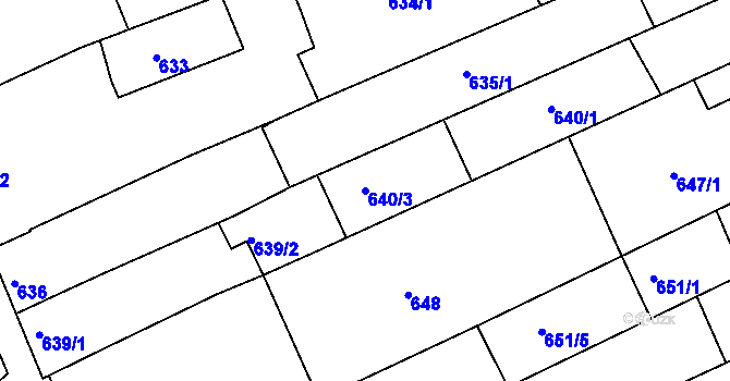 Parcela st. 640/3 v KÚ Nivnice, Katastrální mapa