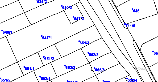 Parcela st. 651/3 v KÚ Nivnice, Katastrální mapa