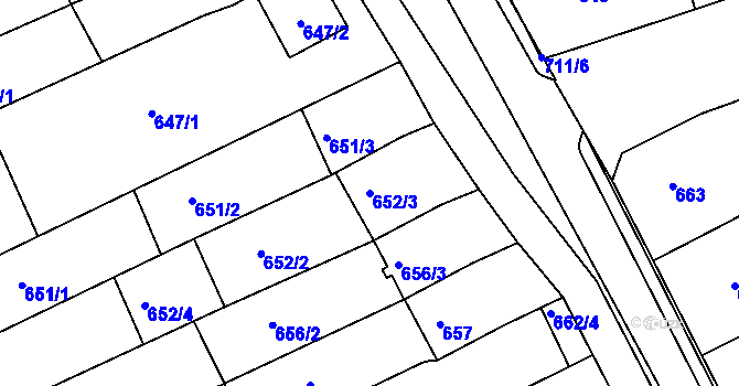 Parcela st. 652/3 v KÚ Nivnice, Katastrální mapa